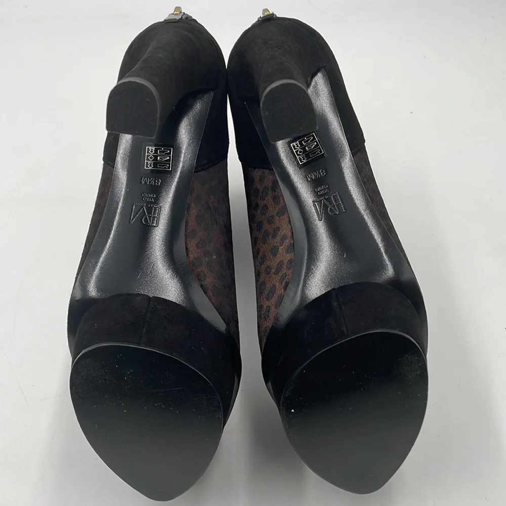 PELLE MODA Raw Umber Print Calf Hair/Kid Suede Platform Heel Bootie Boots NWT - Picture 7 of 10